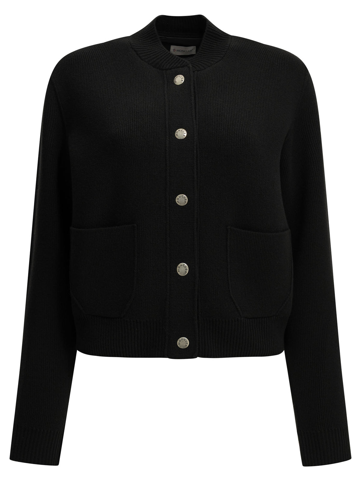 Moncler Women's Wool Cardigan with Logo in Black