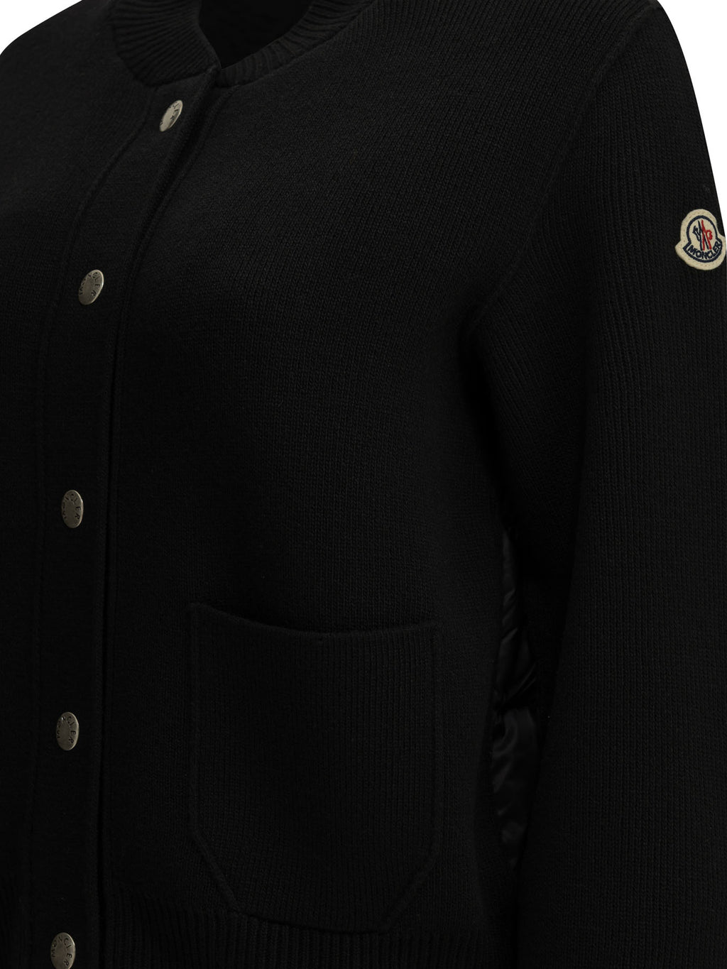 Moncler Women's Wool Cardigan with Logo in Black