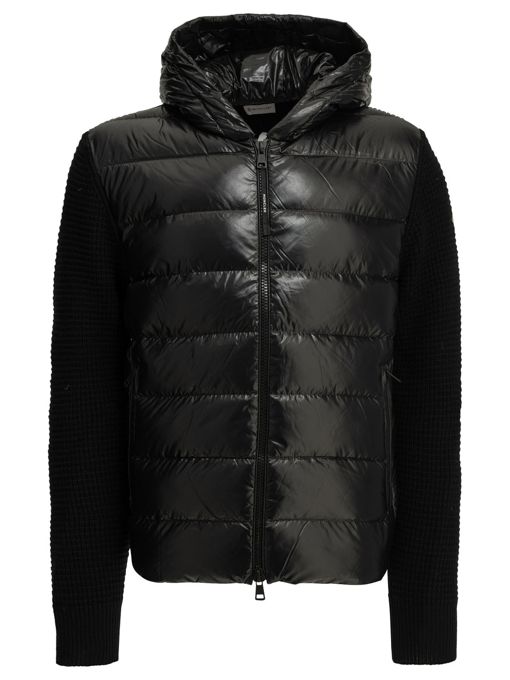 Moncler Men's Wool Cashmere Padded Cardigan in Black