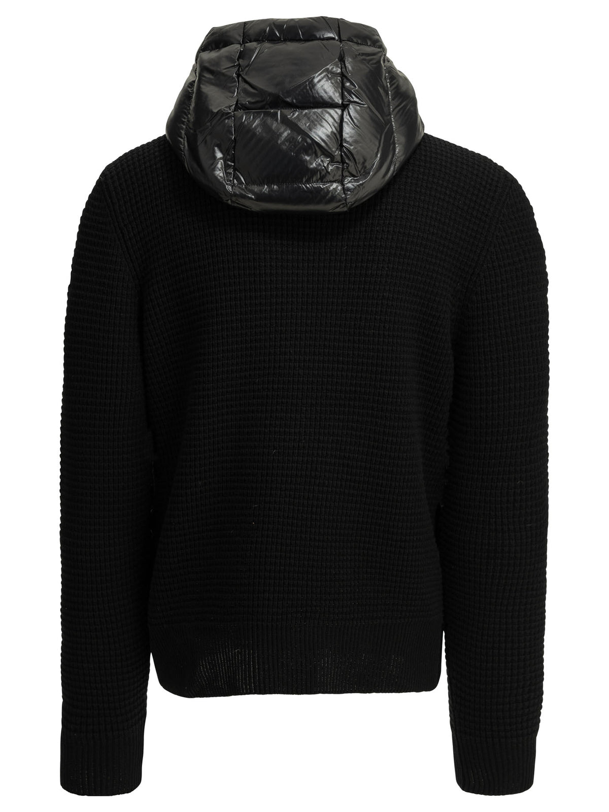 Moncler Men's Wool Cashmere Padded Cardigan in Black