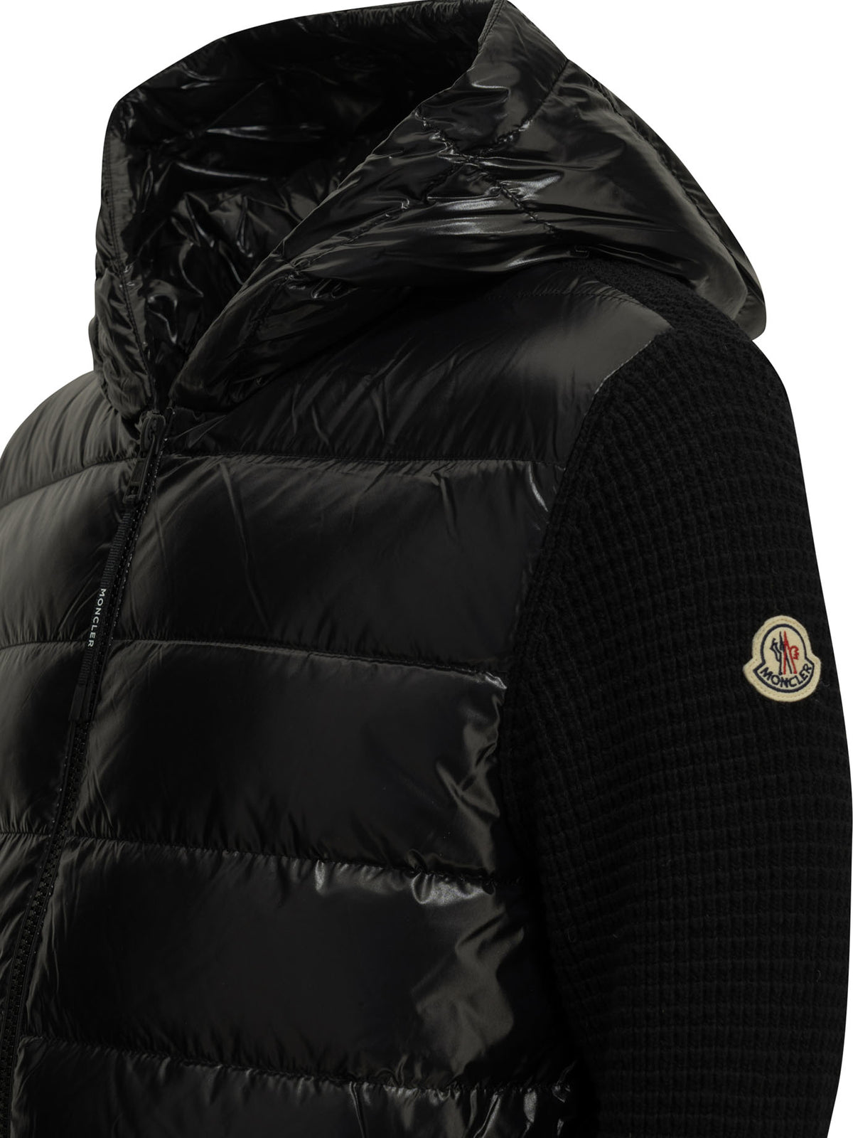 Moncler Men's Wool Cashmere Padded Cardigan in Black