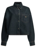 Prada Women's Denim jacket with logo in Blue