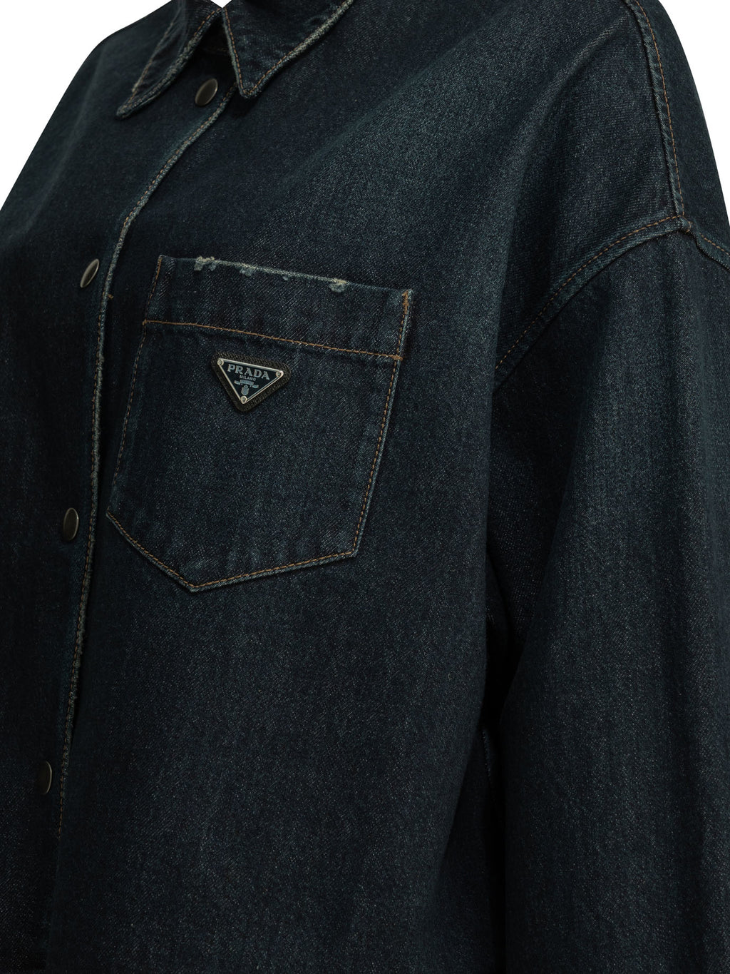 Prada Women's Denim jacket with logo in Blue
