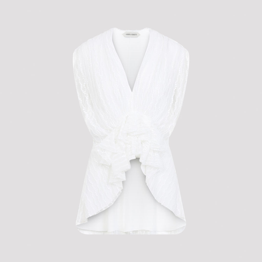 Alberta Ferretti Women's Tulle Top in White