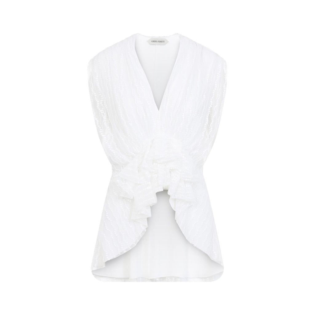 Alberta Ferretti Women's Tulle Top in White