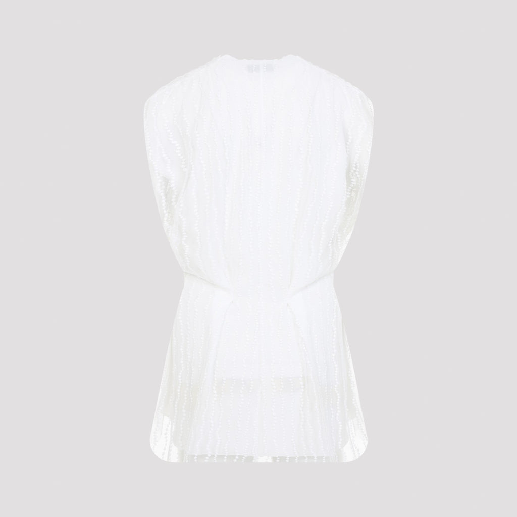 Alberta Ferretti Women's Tulle Top in White