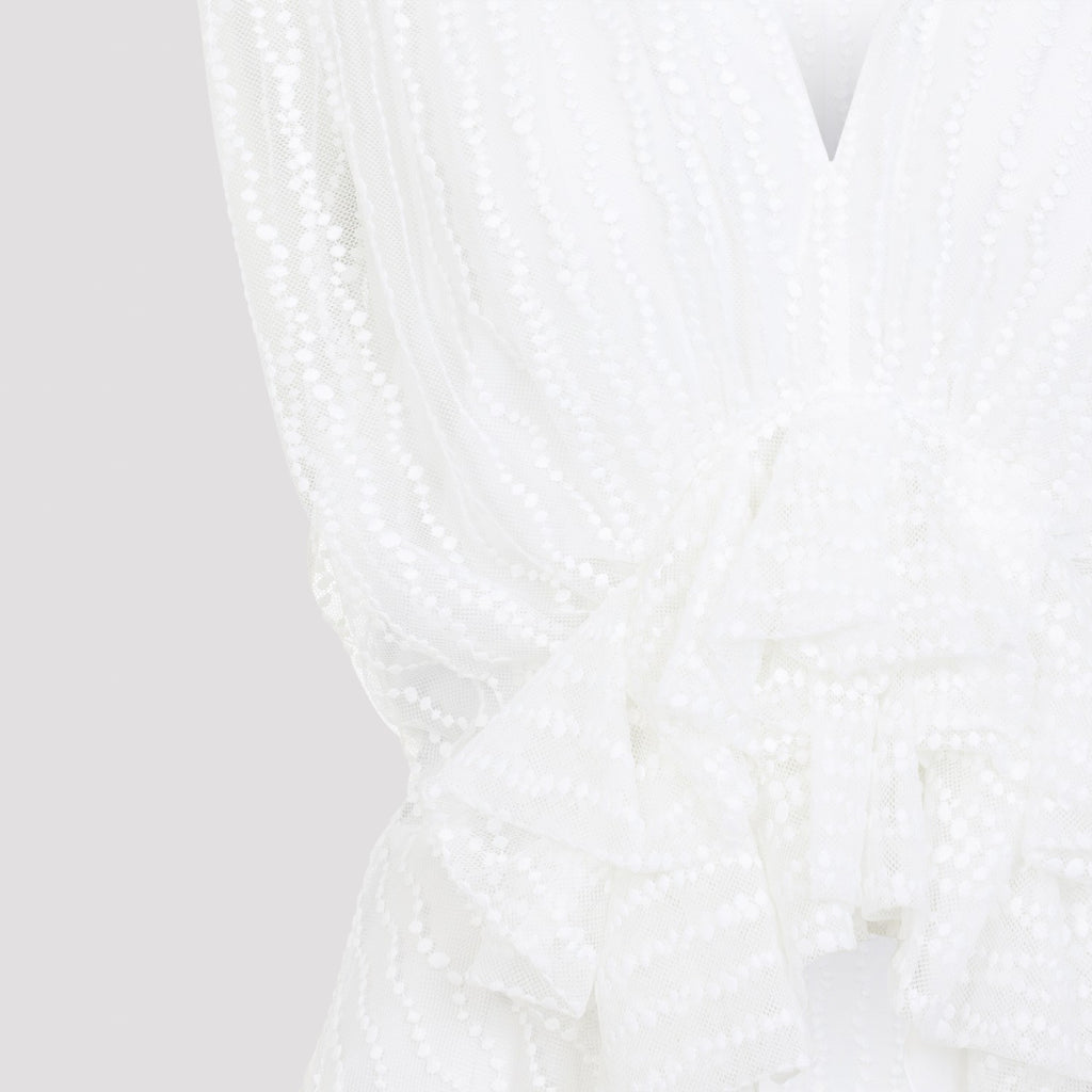 Alberta Ferretti Women's Tulle Top in White