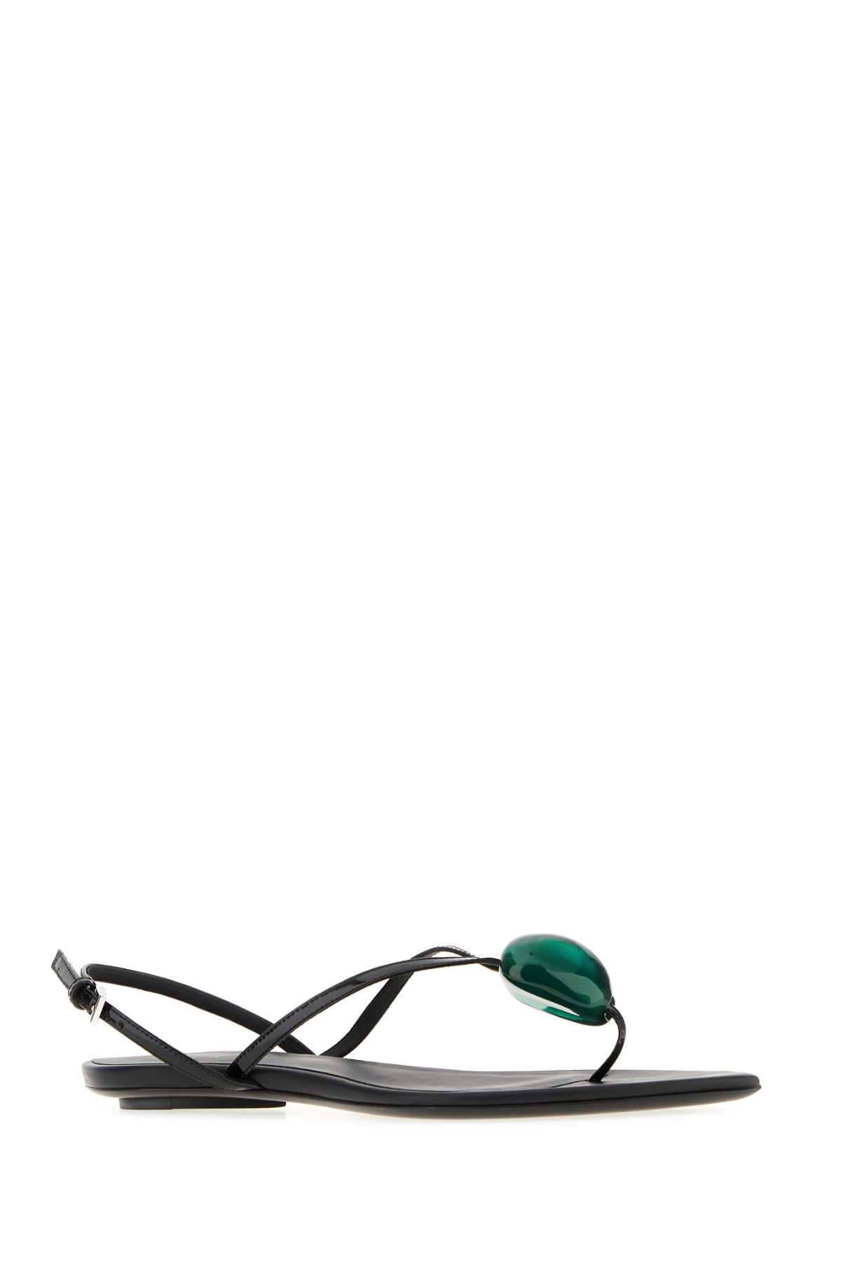 Alaia Women's Calfskin Jewel Sandals in Black and Green - view 2