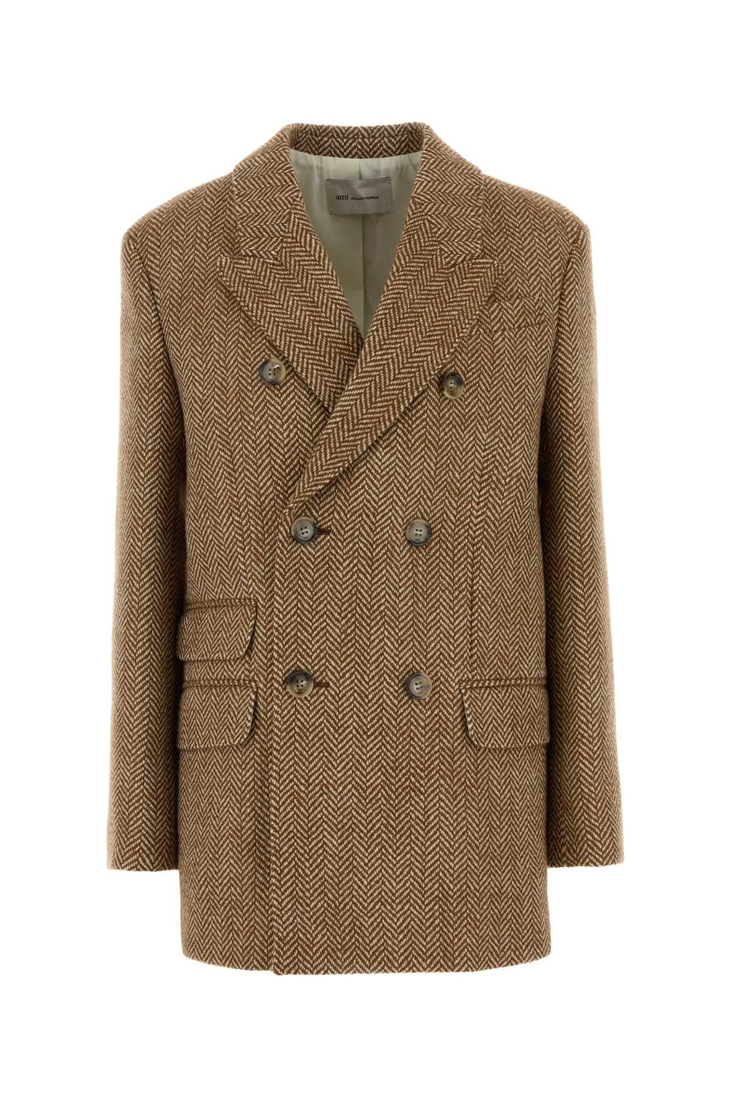 Ami Women's Wool Double-Breasted Blazer in Brown - view 1