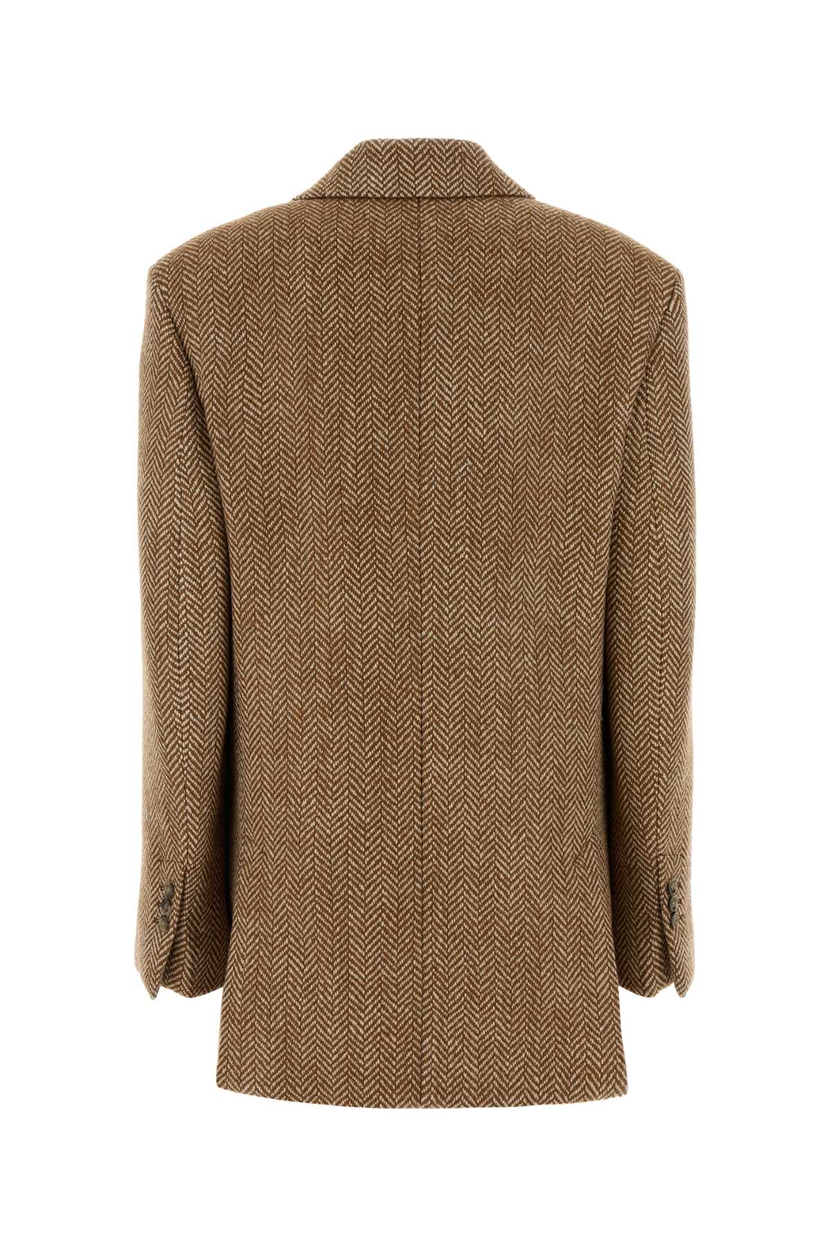 Ami Women's Wool Double-Breasted Blazer in Brown - view 2