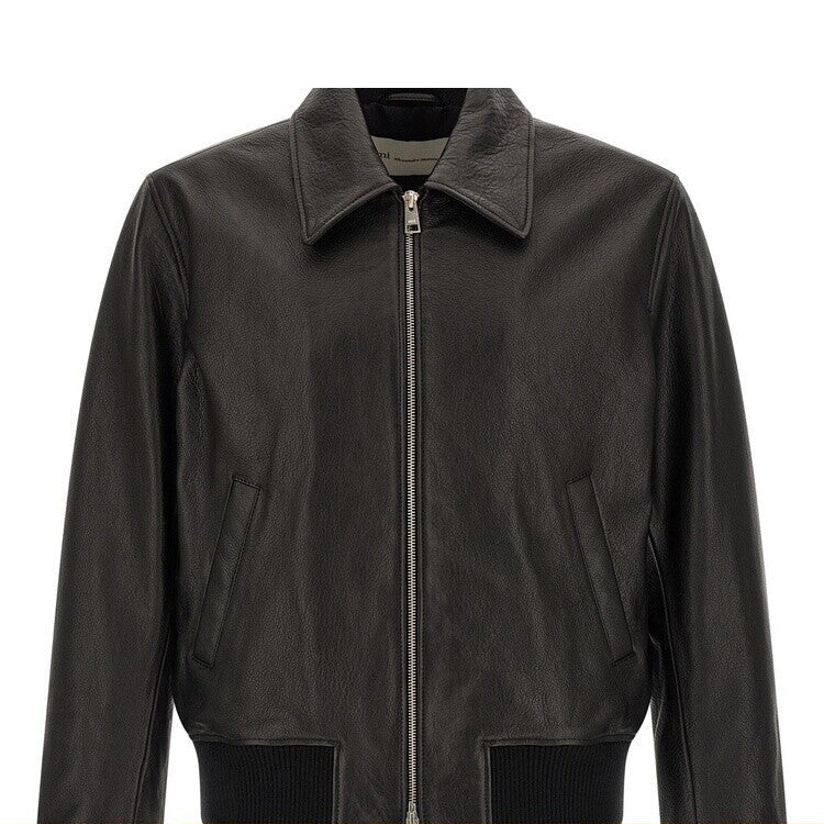 Ami Paris Men's Leather Jacket in Black