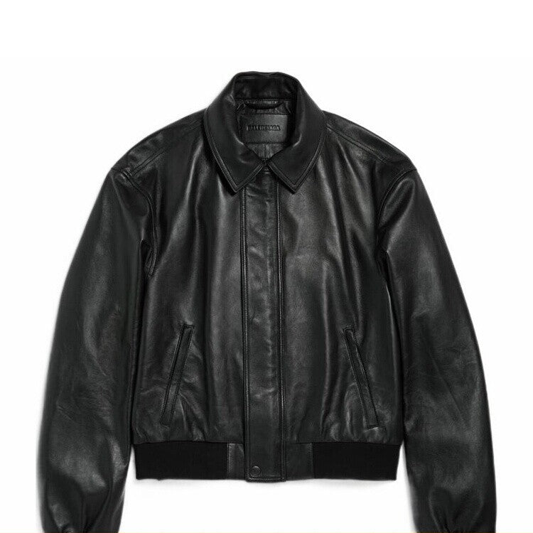 Balenciaga Men's Leather Jacket in Black