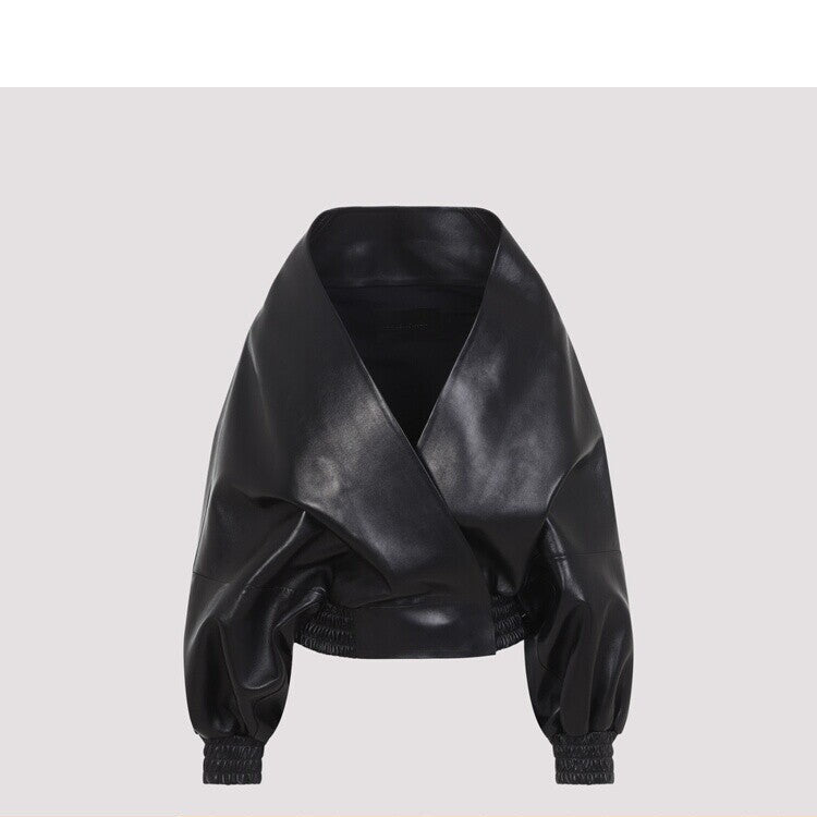 Balenciaga Women's Leather Jacket in Black