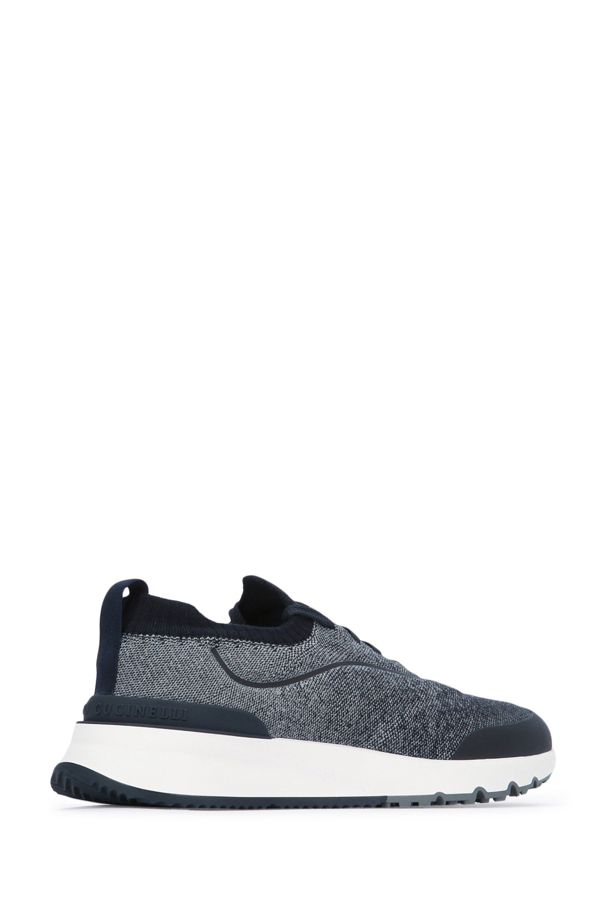 Brunello Cucinelli Men's Cotton Knit Sneakers in Dark Grey - view 3