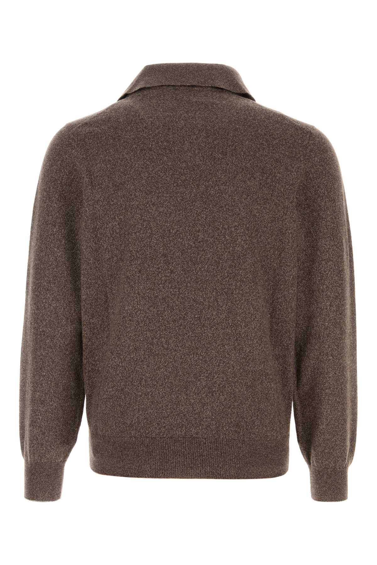 Brunello Cucinelli Men's Cashmere Polo Sweater in Brown - view 2