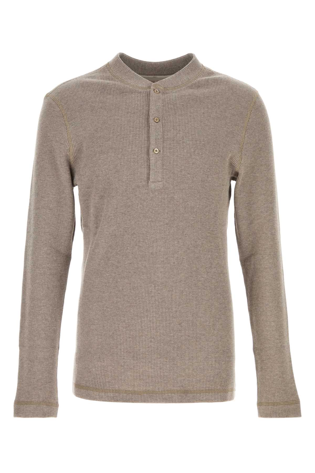 Brunello Cucinelli Men's Cotton Cashmere Henley in Beige - view 1