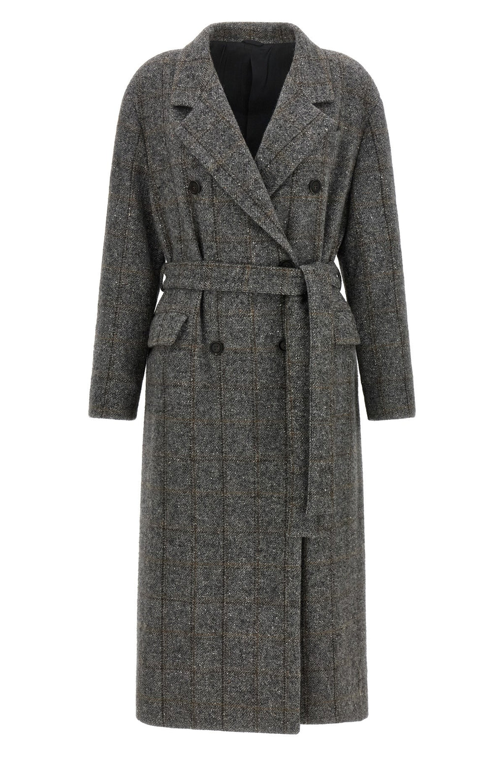 Brunello Cucinelli Women's Check Tweed Coat in Gray