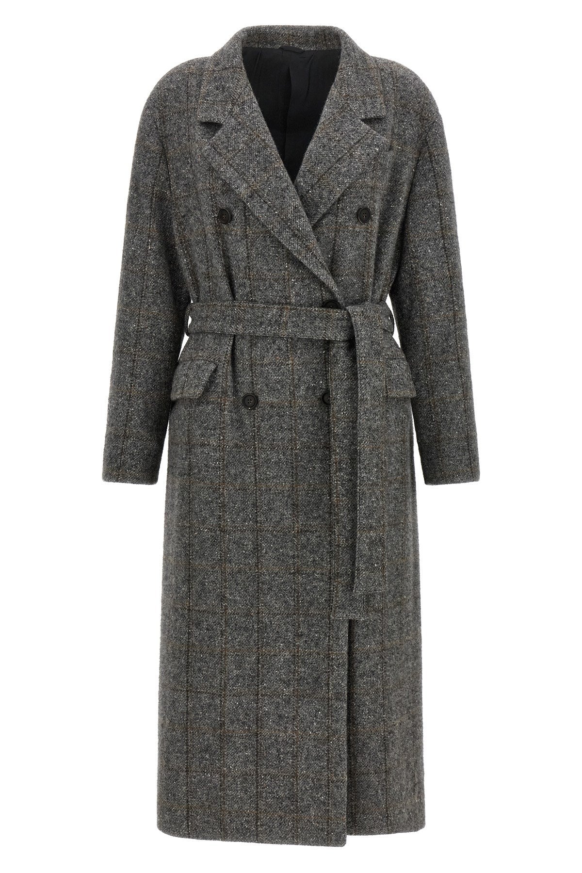 Brunello Cucinelli Women's Check Tweed Coat in Gray
