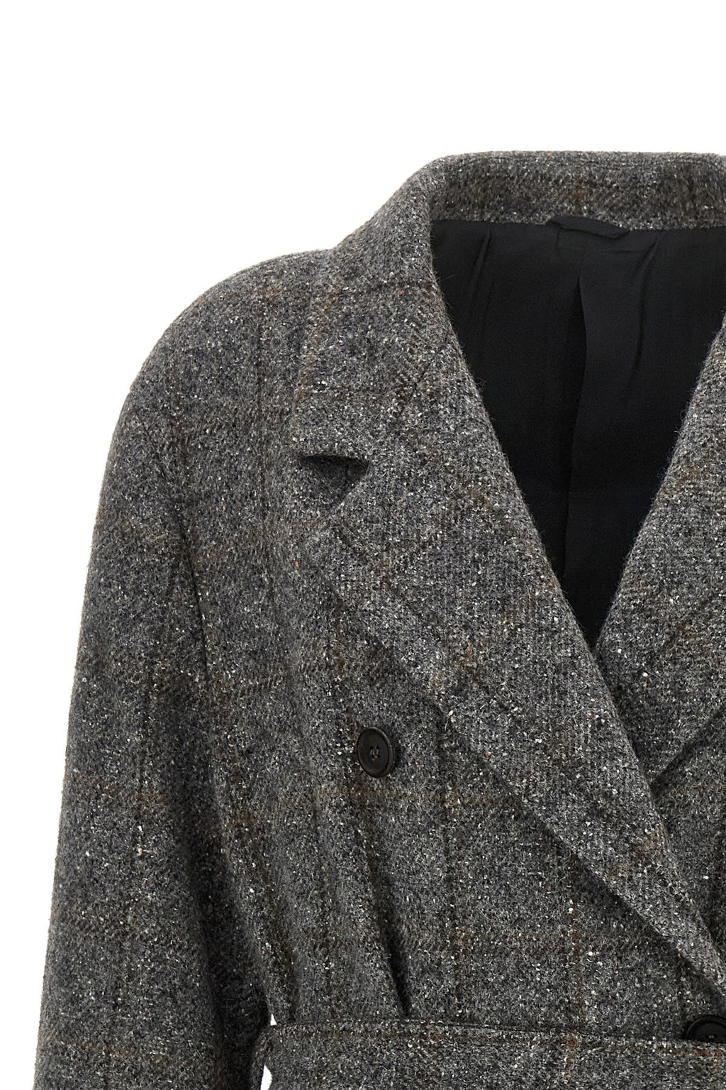 Brunello Cucinelli Women's Check Tweed Coat in Gray