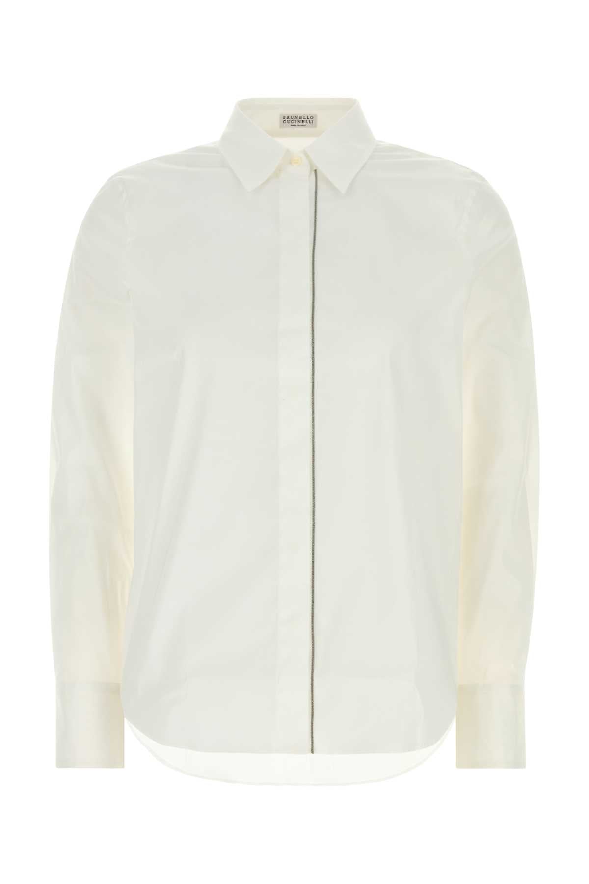 Brunello Cucinelli Women's Cotton Poplin Shirt in White - view 1