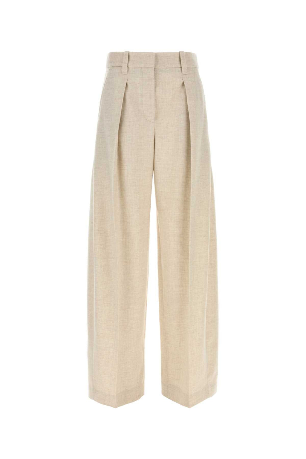 Brunello Cucinelli Women's Virgin Wool Trousers in Cream - view 1