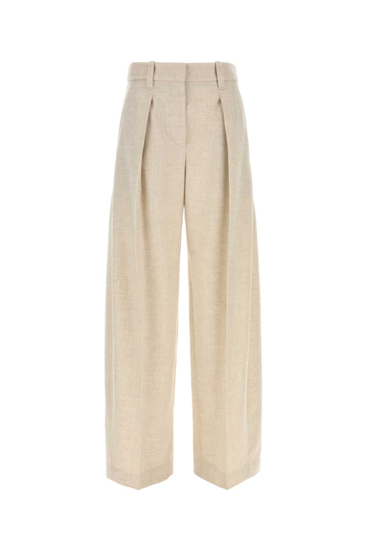 Brunello Cucinelli Women's Virgin Wool Trousers in Cream - view 1