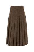 Brunello Cucinelli Women's Pleated Wool Skirt in Brown - view 1