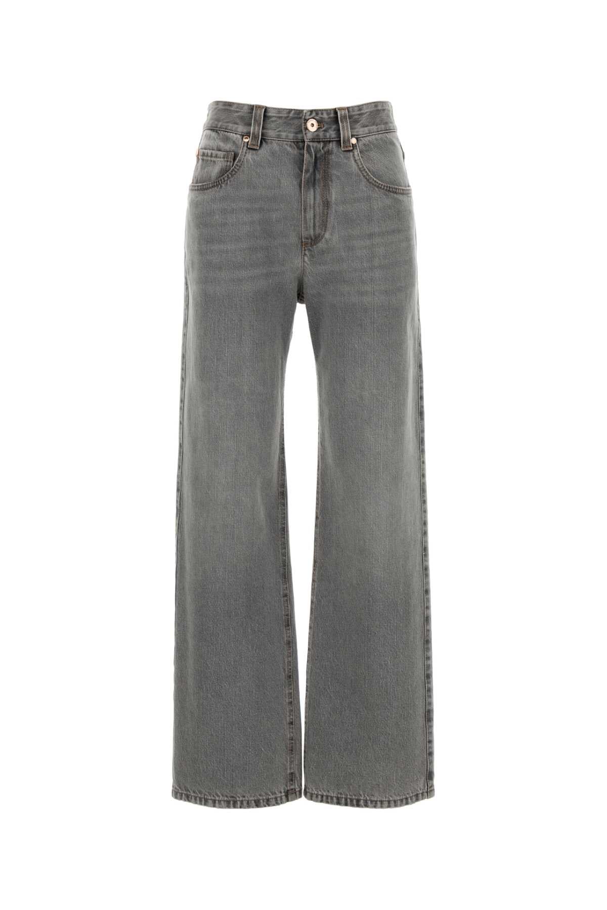 Brunello Cucinelli Women's Wide Cotton Jeans in Light Blue - view 1