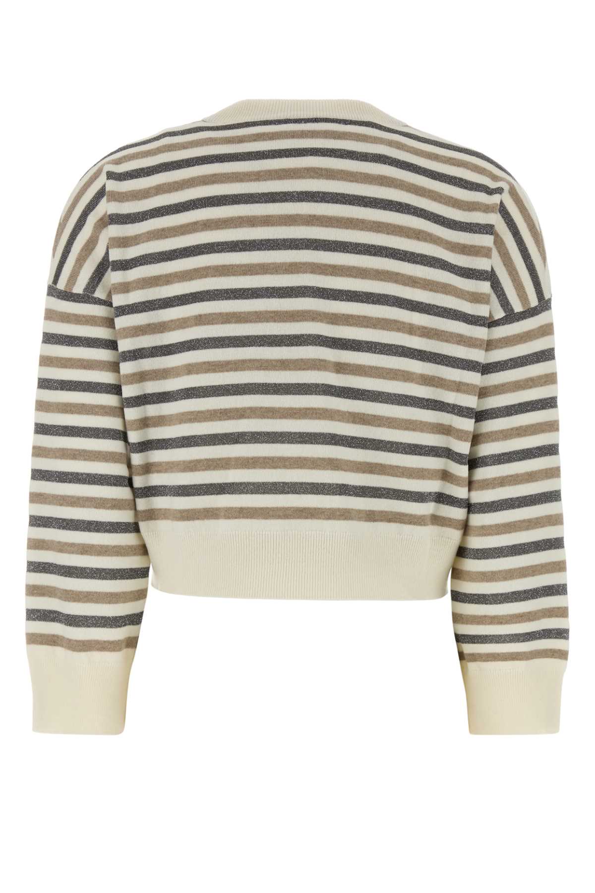 Brunello Cucinelli Women's Wool Striped Sweater in Cream - view 2