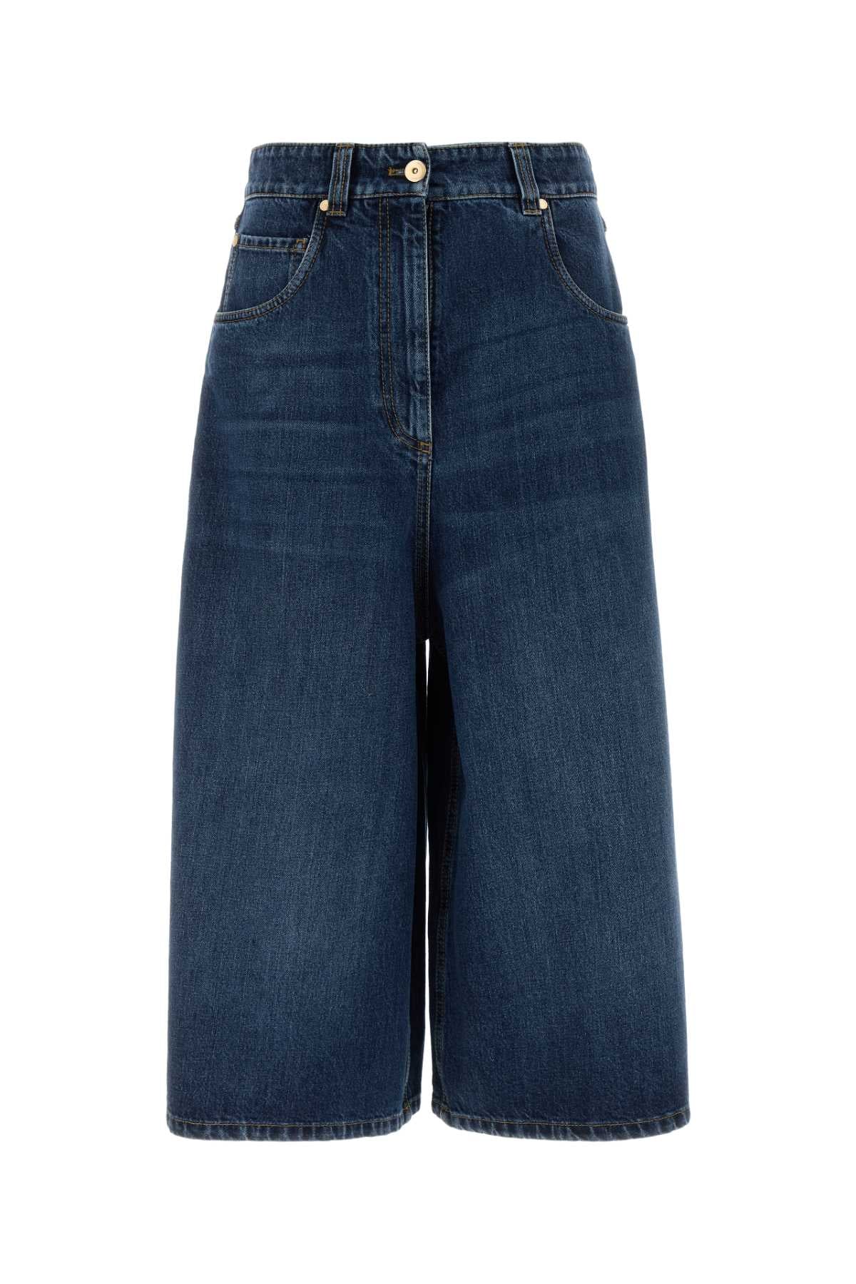 Brunello Cucinelli Women's Wide Cotton Jeans in Blue - view 1