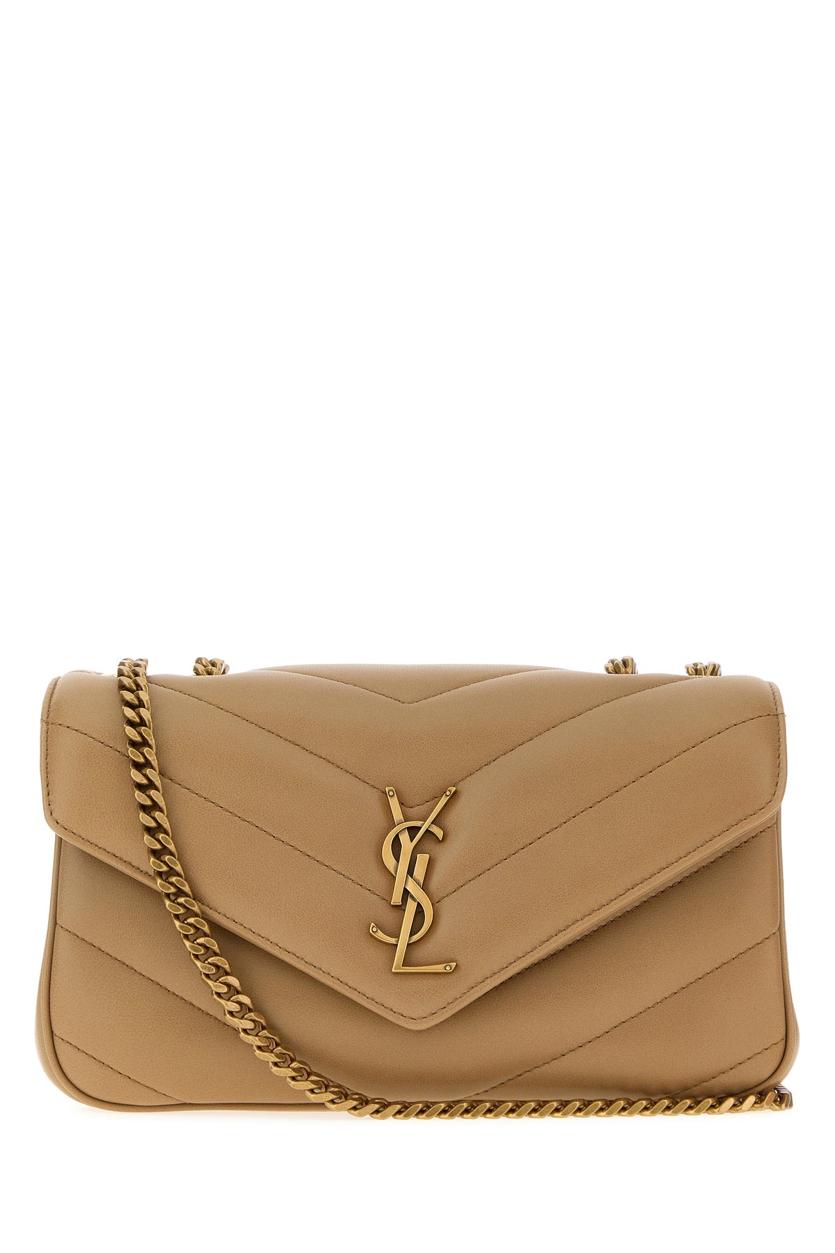 Saint Laurent Women's Leather Loulou Shoulder Bag in Beige - view 1