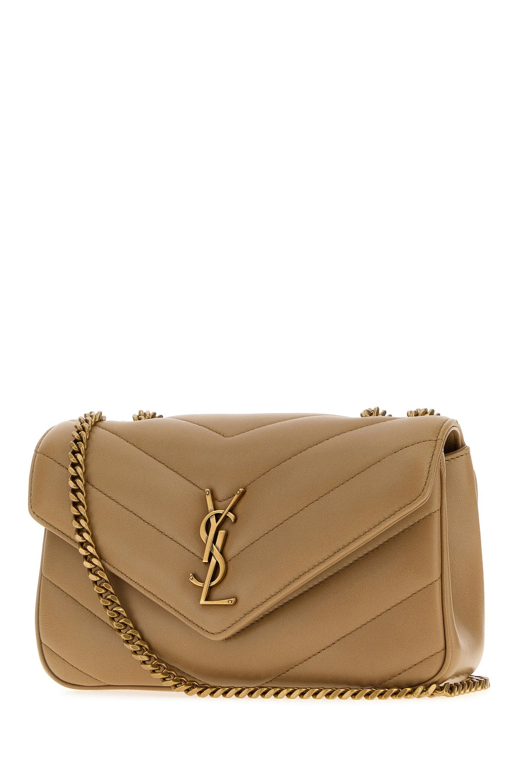 Saint Laurent Women's Leather Loulou Shoulder Bag in Beige - view 2