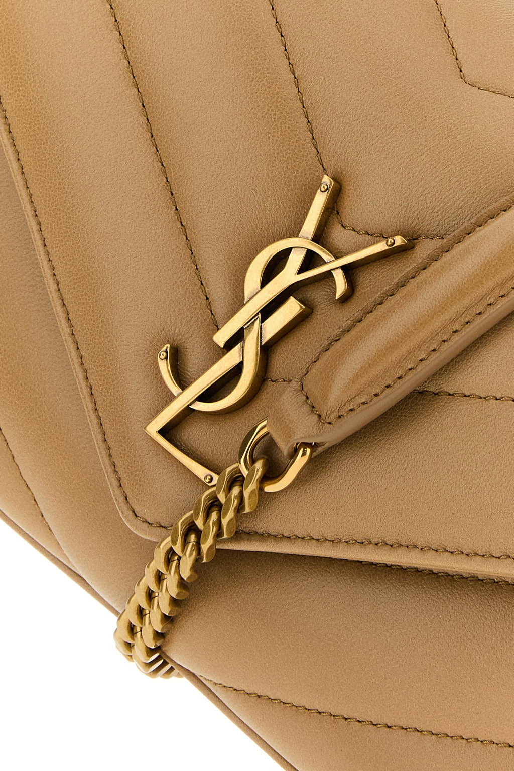 Saint Laurent Women's Leather Loulou Shoulder Bag in Beige - view 4