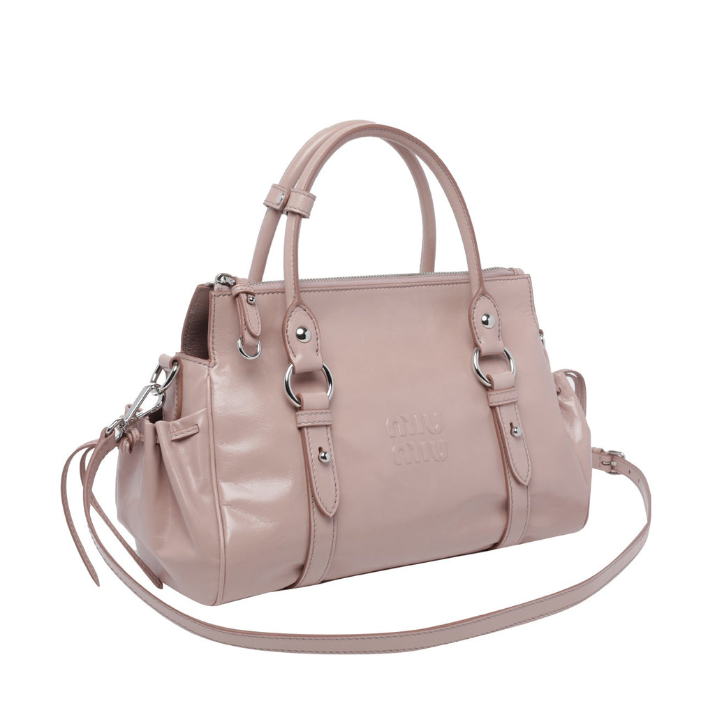 Miu Miu Women's Shiny Leather Handbag in Pink - view 2