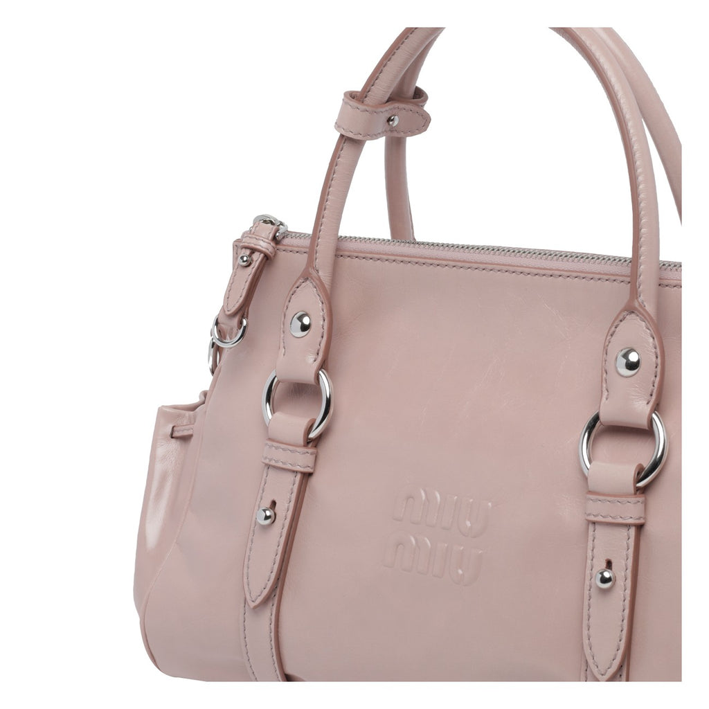 Miu Miu Women's Shiny Leather Handbag in Pink - view 4