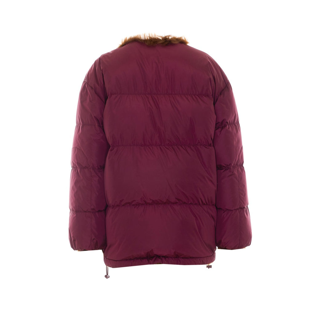 Miu Miu Reversible Shearling Down Jacket in Red/Burgundy - view 2