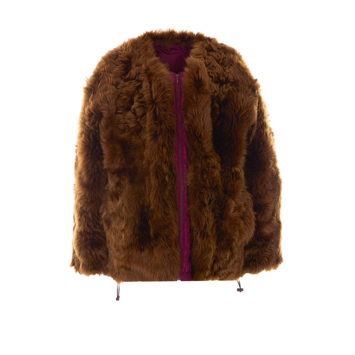 Miu Miu Reversible Shearling Down Jacket in Red/Burgundy - view 4
