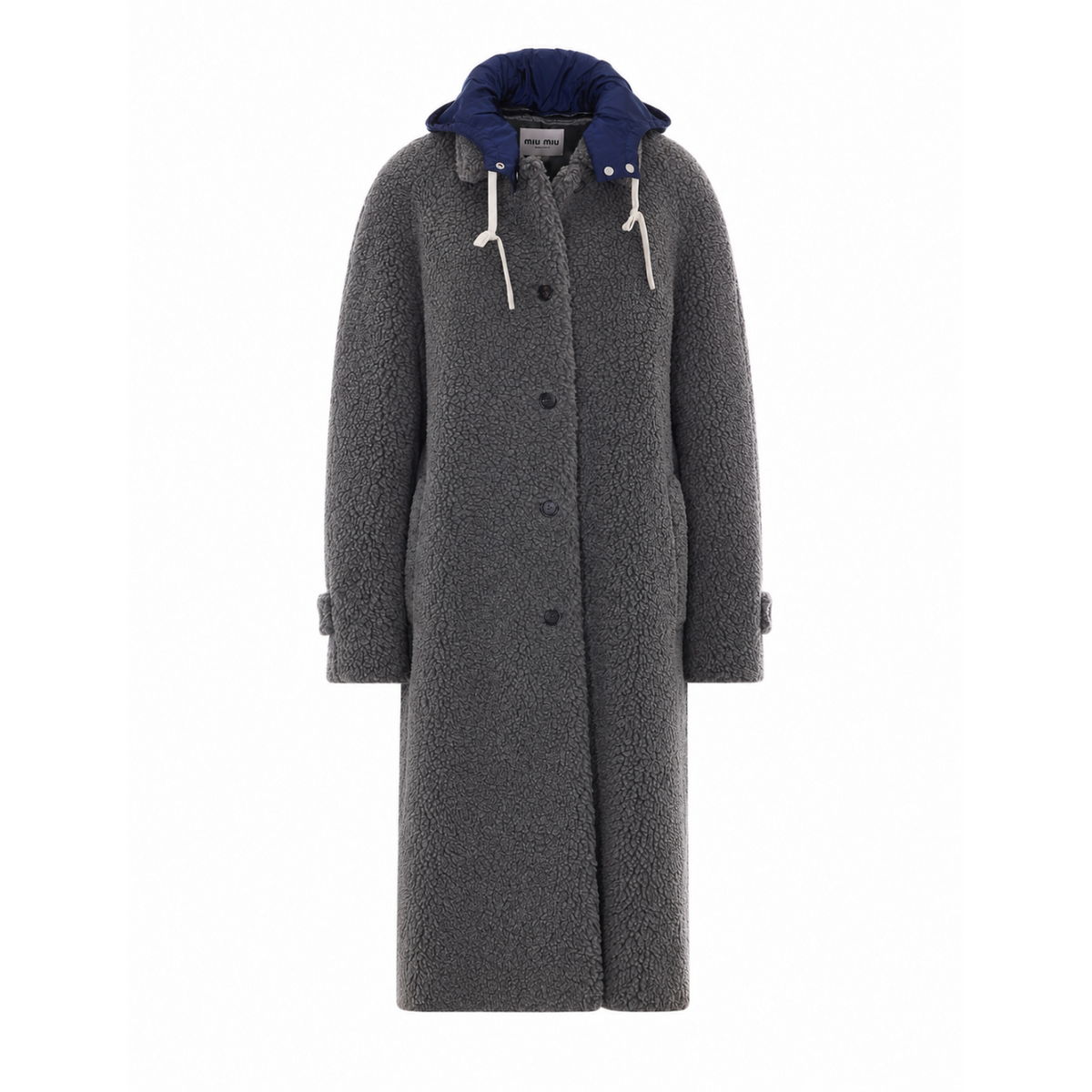 Miu Miu Women's Single Breasted Fleece Coat in Grey - view 1