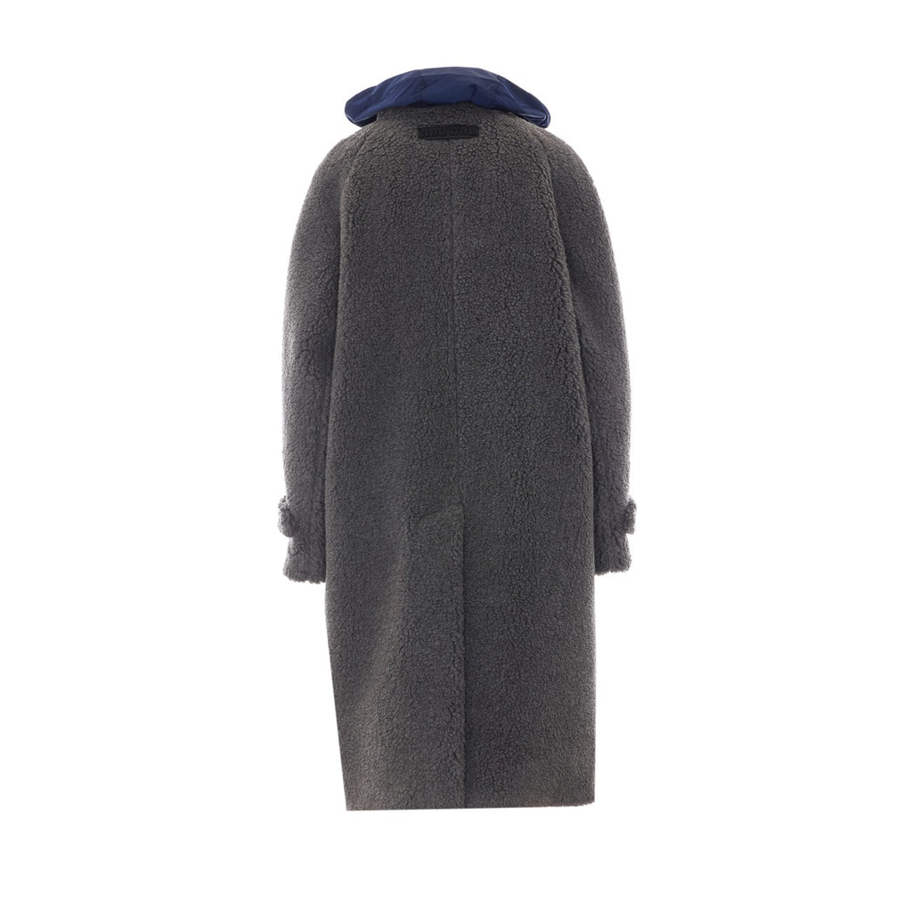 Miu Miu Women's Single Breasted Fleece Coat in Grey - view 2