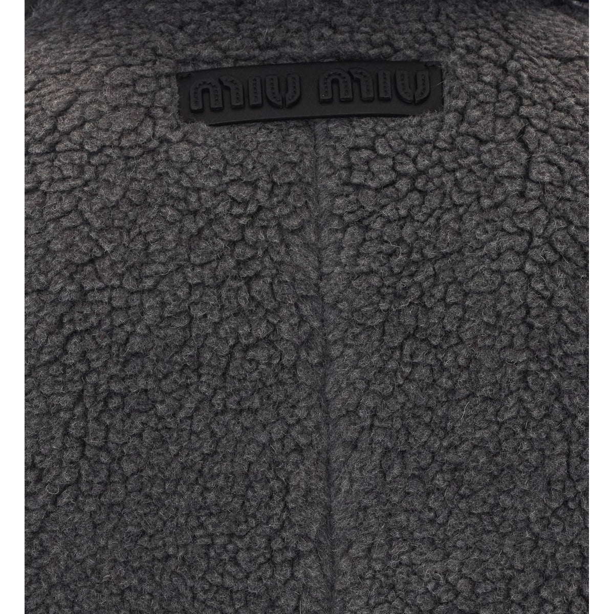 Miu Miu Women's Single Breasted Fleece Coat in Grey - view 3