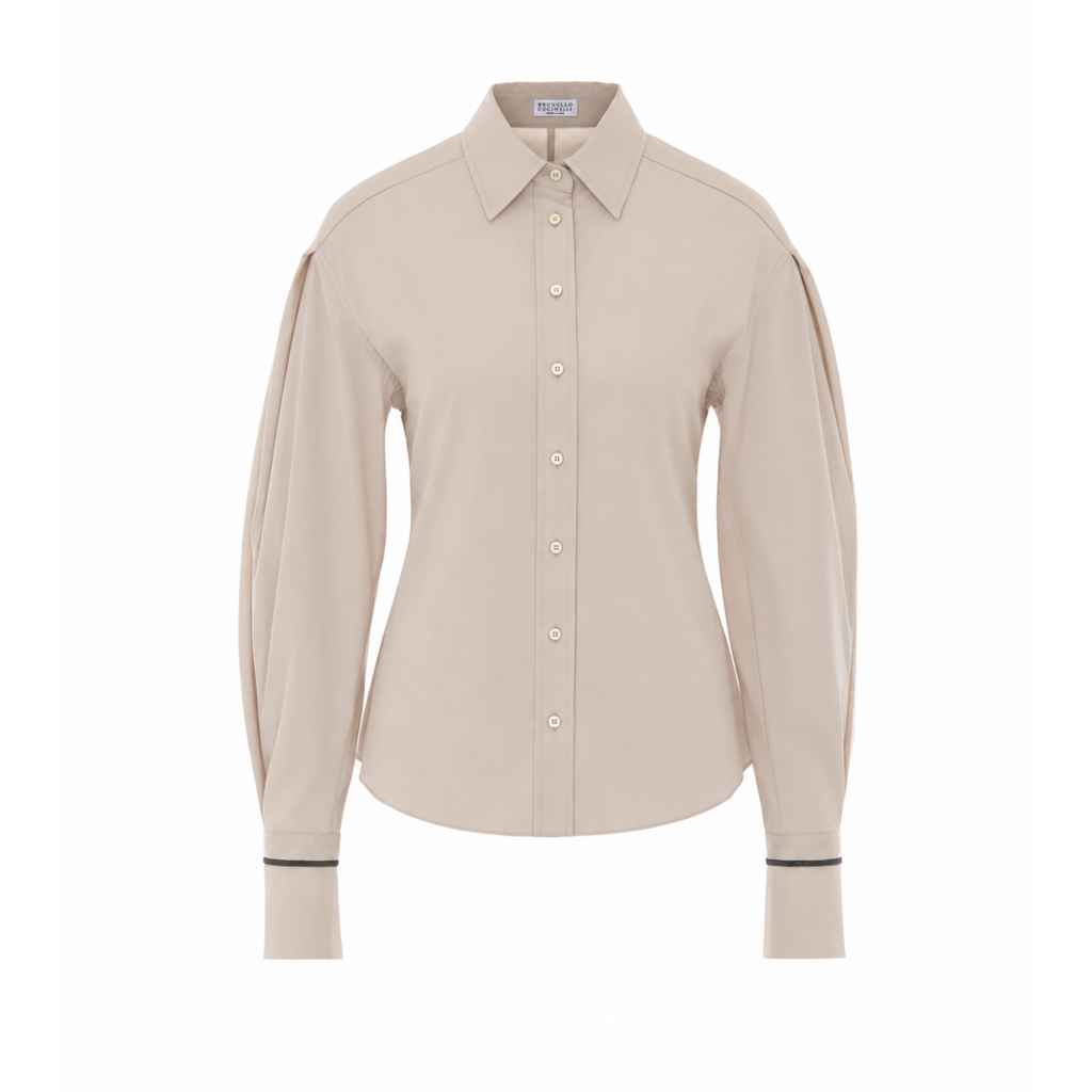 Brunello Cucinelli Women's Cotton Poplin Shirt in Beige - view 1