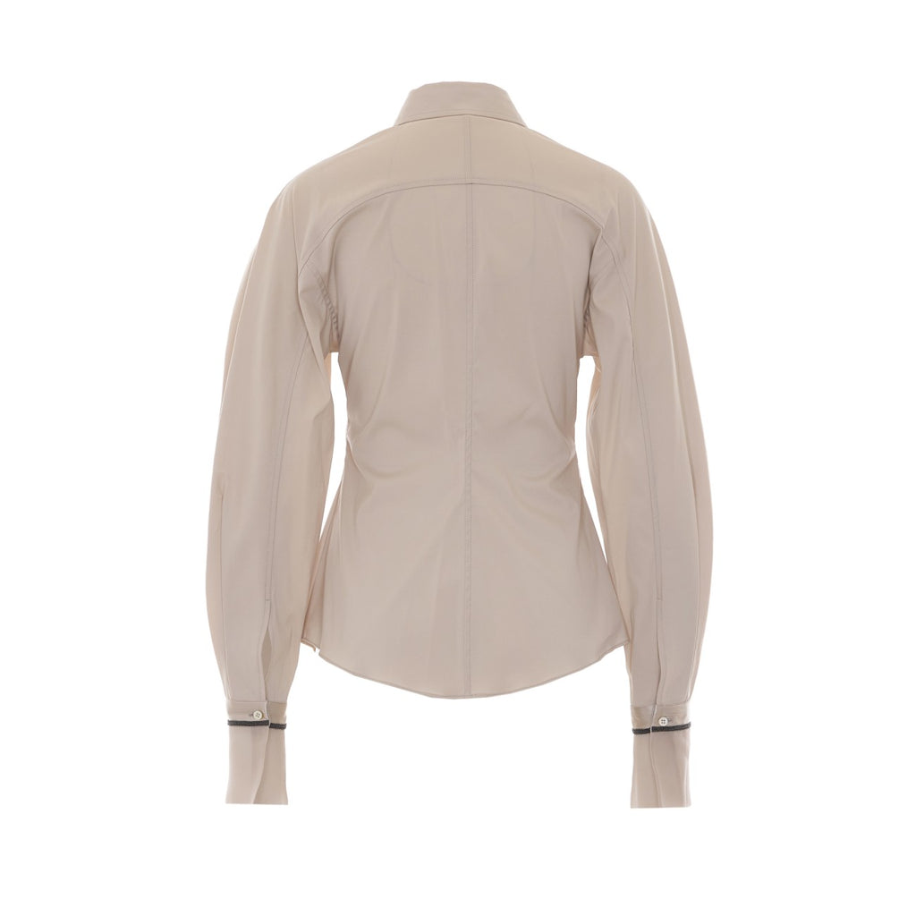 Brunello Cucinelli Women's Cotton Poplin Shirt in Beige - view 3