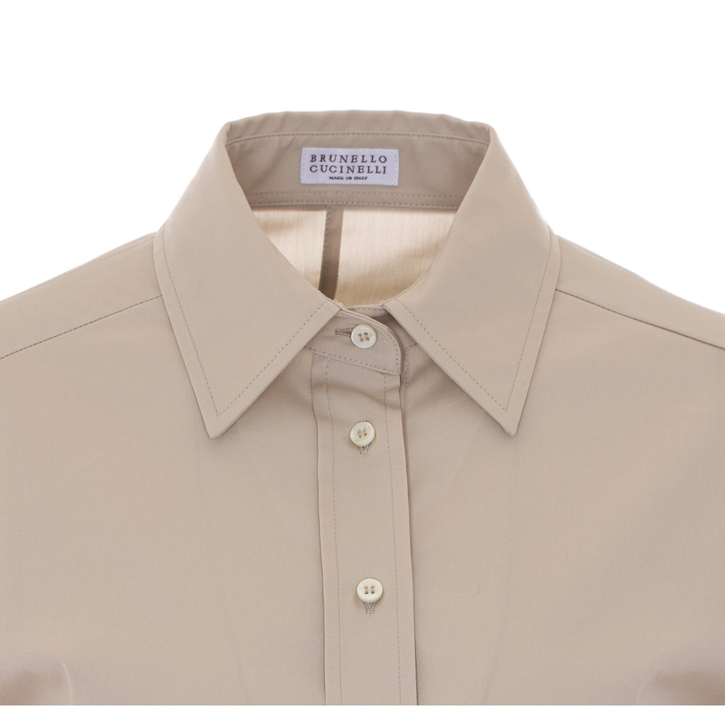 Brunello Cucinelli Women's Cotton Poplin Shirt in Beige - view 4