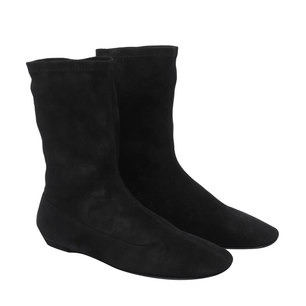 The Row Cindy Suede Booties in Black - view 2