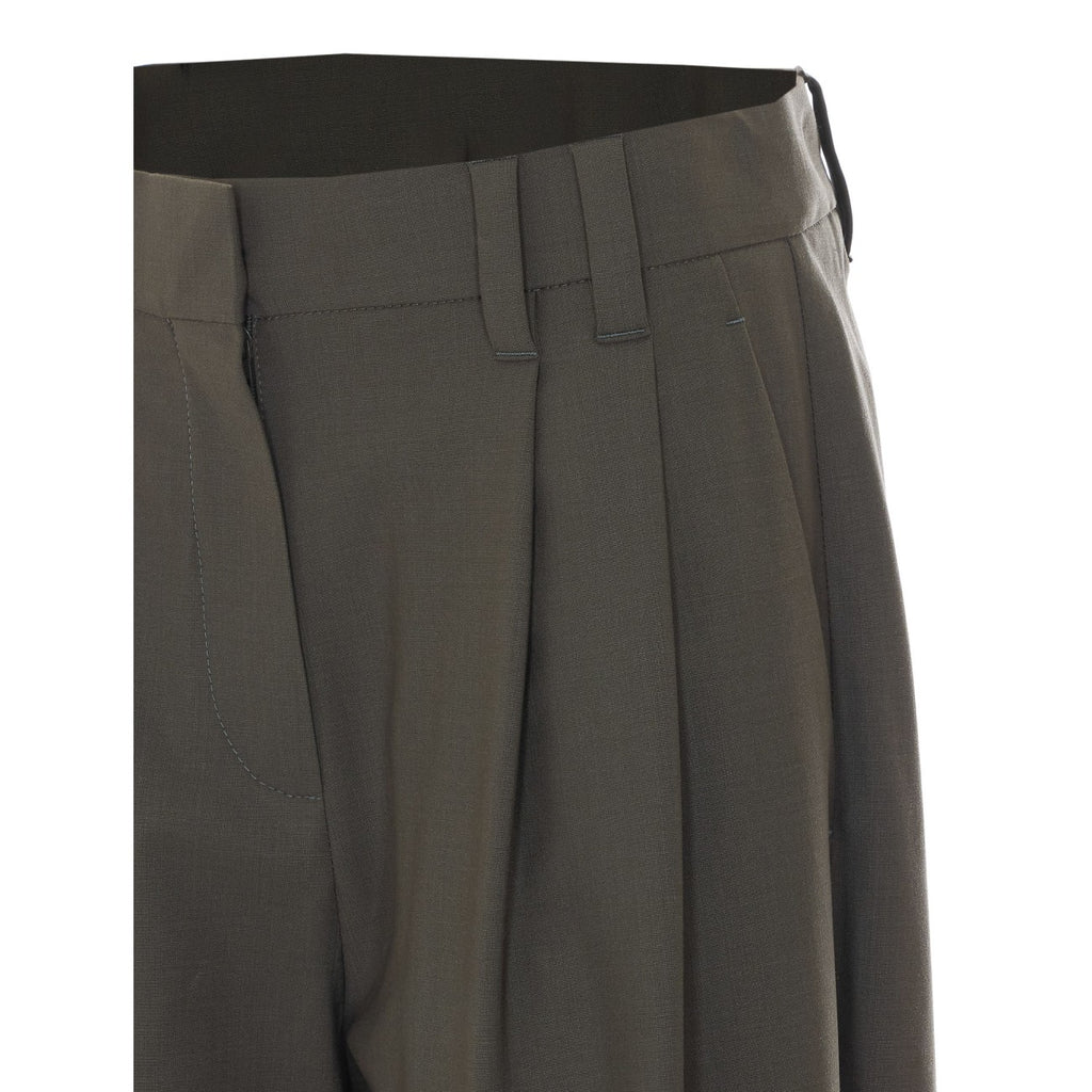 Brunello Cucinelli Wool Pants in Green - view 3