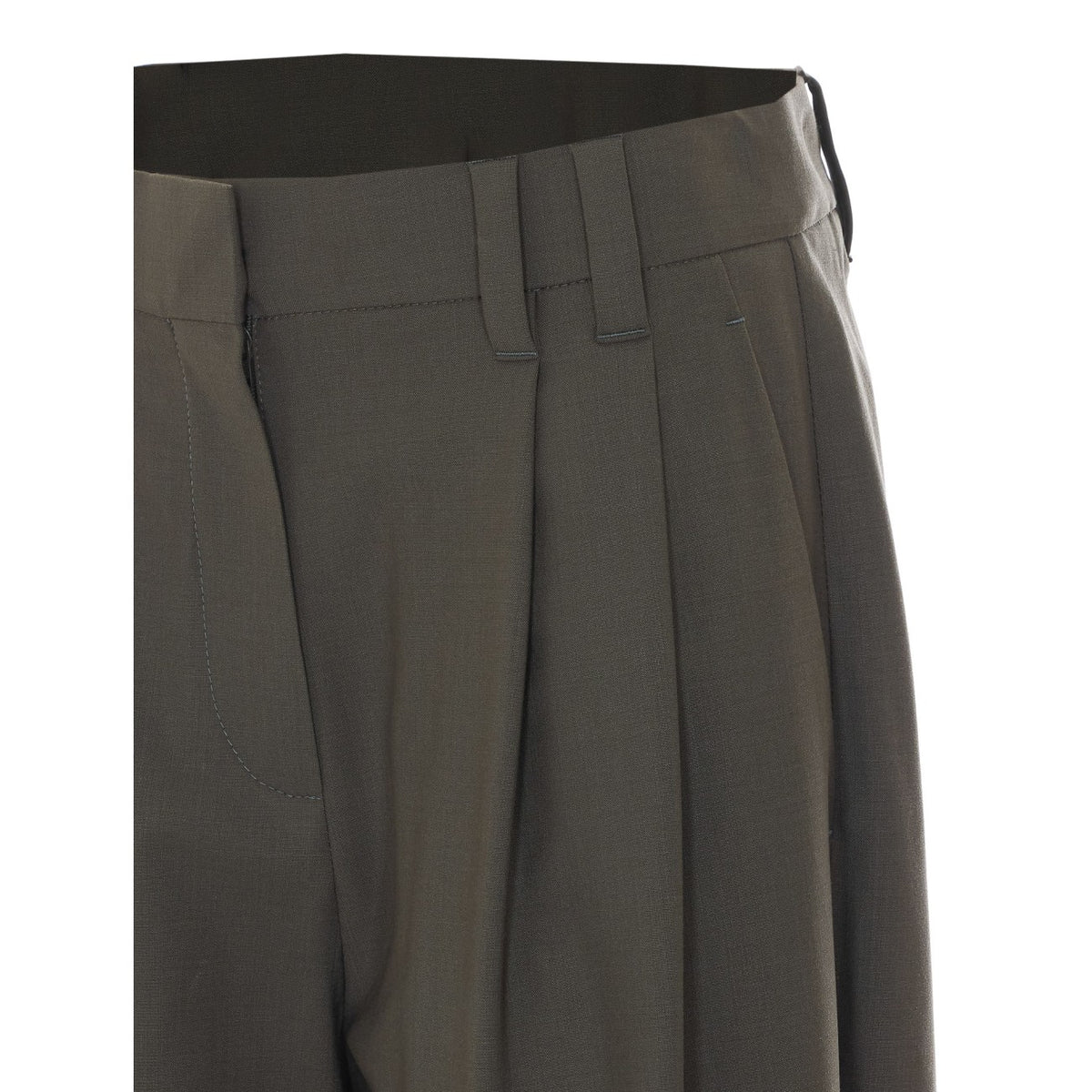 Brunello Cucinelli Wool Pants in Green - view 3