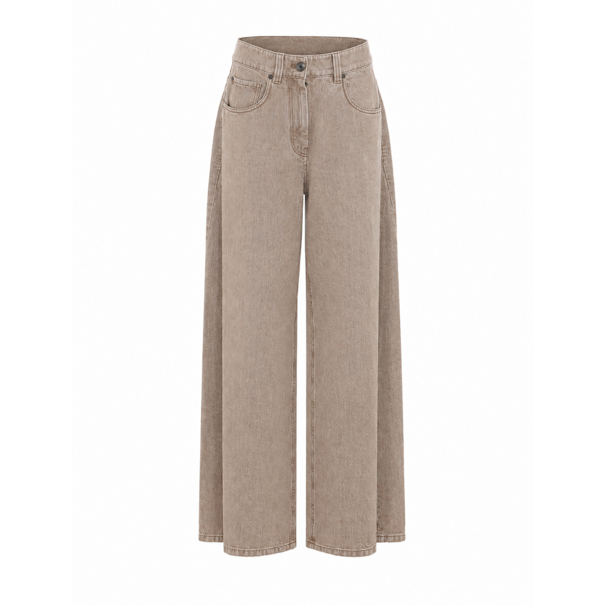 Brunello Cucinelli Wide Cotton Jeans in Beige - view 1