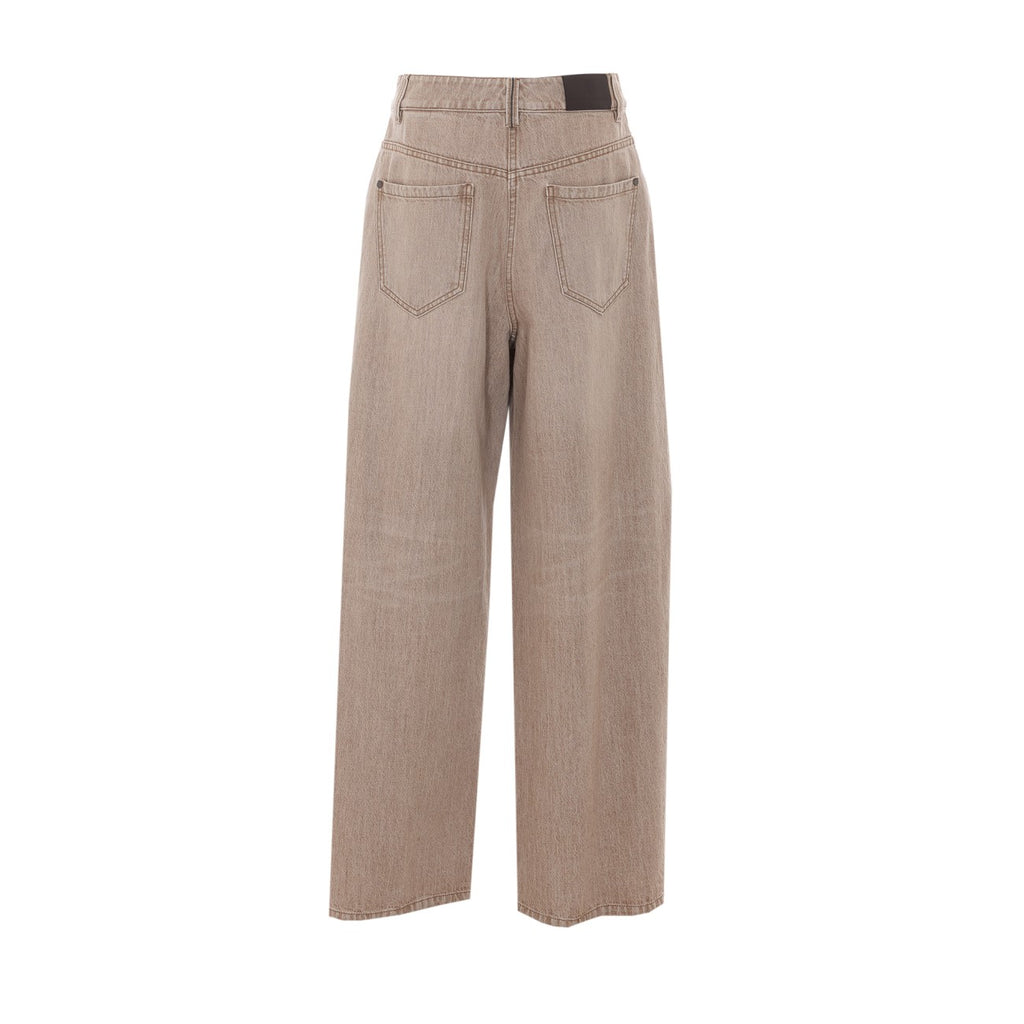 Brunello Cucinelli Wide Cotton Jeans in Beige - view 2