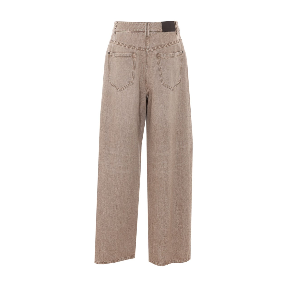 Brunello Cucinelli Wide Cotton Jeans in Beige - view 2