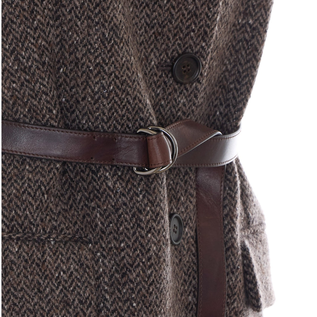Brunello Cucinelli Wool Chevron Belted Vest in Brown - view 2